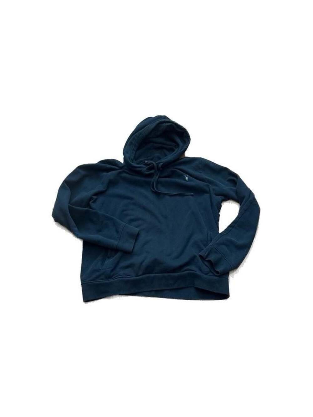 AllSaints Raven Pullover Ramskull Logo Hoodie Medium Blue